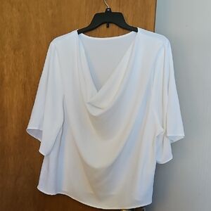 Elegant White Drape Neck Top
